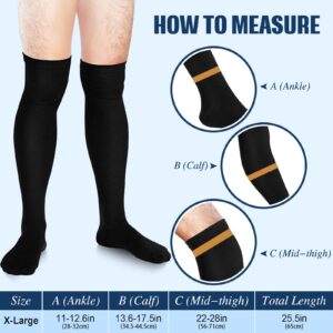 Sureio 6 Pairs Thigh High Men's Compression Socks 20-30 Mmhg Knee Compression Socks Xl Grip for Men and Women