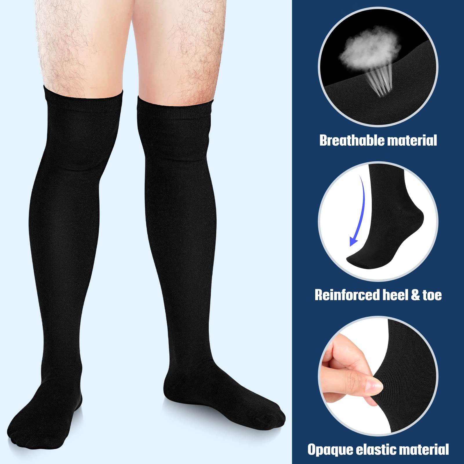 Sureio 6 Pairs Thigh High Men's Compression Socks 20-30 Mmhg Knee Compression Socks Xl Grip for Men and Women