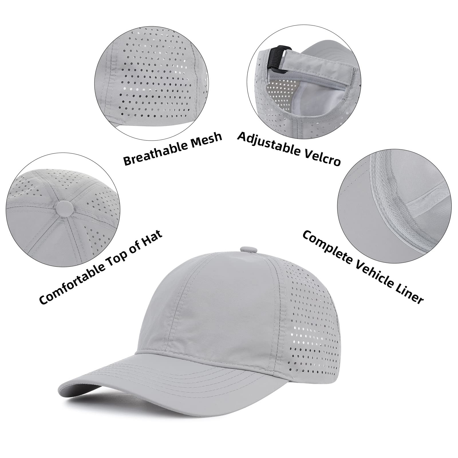 American Trends Caps for Men Women Adjustable Baseball Cap Waterproof Breathable Plain Cap Sports Golf Tennis Hats Caps White M