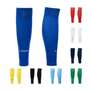 lion sportswear soccer sock leg sleeves to accompany grip socks - fits over calf/shin guards - variety of colours to match your team kit (royal blue)