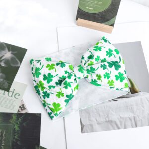 YanJie 7" St.Patrick's Day Baby Girls Headbands Shamrock Print Baby Bows Newborn Wide Hair Bows Handmade St.Patricks Elastics Headband Hair Accessories Gift for Infant Toddlers Kid