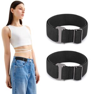 jasgood no buckle elastic 2 loop belt for women and men,no show belt loops belt pant waist tightener