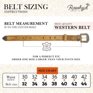 RAW HYD Western Leather Belt for Men (38)