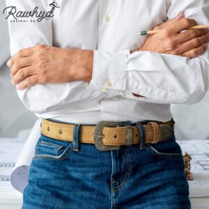 RAW HYD Western Leather Belt for Men (38)