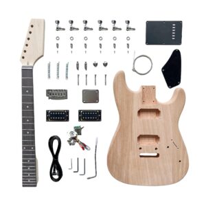 dbl diy guitar kit for beginners and professionals,right handed with mahogany body rosewood fingerboard,build your own guitar,self assembled electric guitar