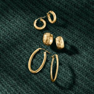 Canaria Italian 10kt Yellow Gold Oval Hoop Earrings