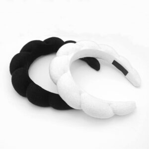 Spa Headband Wrist Towels Scrunchies/Wristband Set for Washing Face, Skincare Headbands for Women Terry Towel Cloth Fabric Puffy Sponge Facial Headband Hair Bands Wristbands for Makeup Removal, Shower