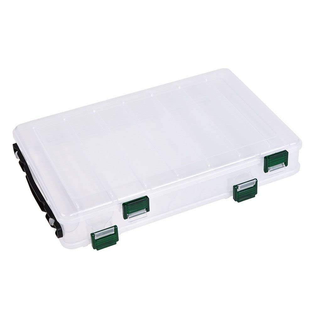 Double Sides Fishing Box, Clear Fishing Tackle Box, Lure Storage Box, PVC Lure Box Fishing Tool, Hook Case Bait Accessories(14grids)