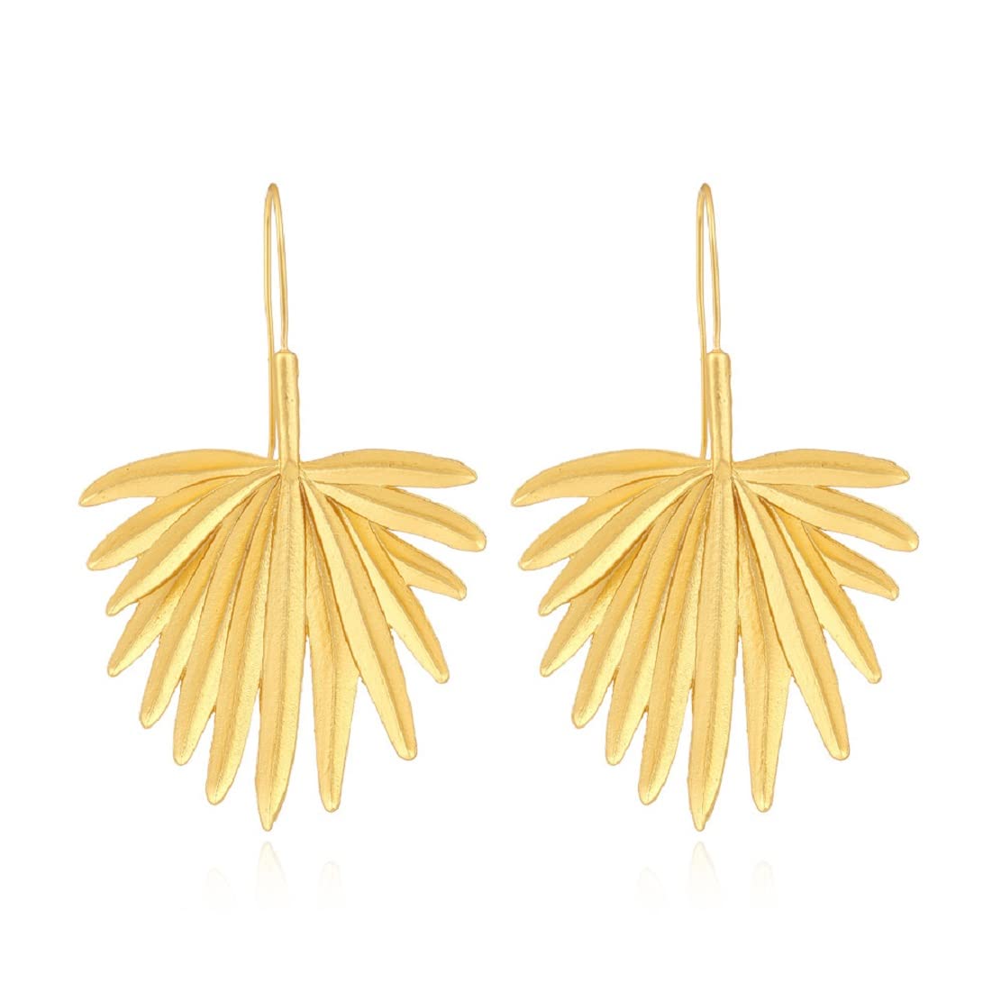 Palm Leaf Earrings for Women, Cute Coconut Tree Leaf Earrings for Womens, Tropical Palm Tree Leaf Dangle Earrings Hypoallergenic, Gold Leaf Statement Drop Earrings, Zinc, No Gemstone