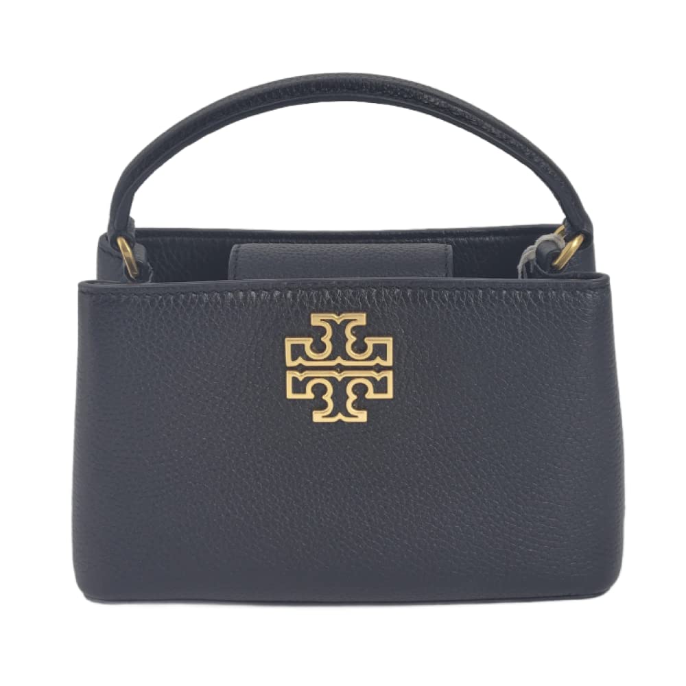 Tory Burch 145357 Britten Black With Gold Hardware Leather Women's Micro Satchel Bag