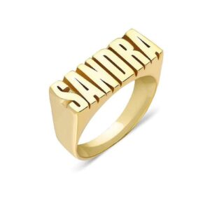 Gemiac Custom Name Ring Personalized 18K Gold Plated Dainty Letter Initial Rings Jewelry Gifts for Women