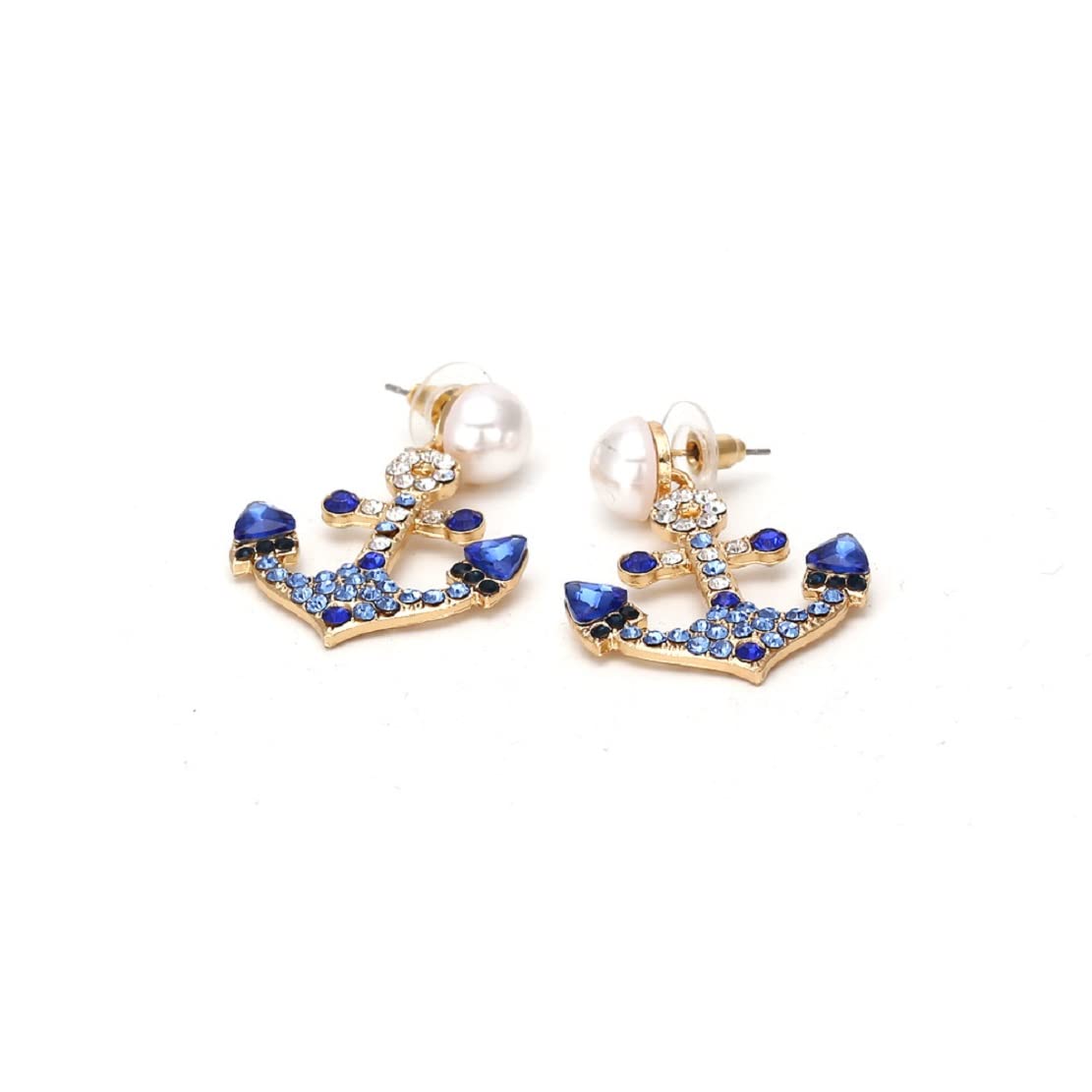 Blue Anchor Earrings for Women, Cute Anchor Statement Earrings, Nautical Anchor Dangle Earrings Hypoallergenic,Navy Sailor Ship Symbol Anchor Drop Earrings,Ocean Anchor Bohemian Earrings Studs