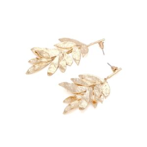 Golden Leaf Cluster Earrings for Women, Golden Leaf Chandelier Earrings, Gold Tree Leaf Statement Dangle Earrings Hypoallergenic, Cute Leaf Plant Drop Earrings, Flower Floral Leaf Bohemian Earrings