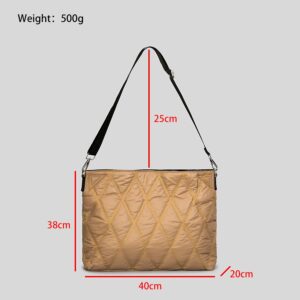 HACODAN Puffer Tote Bag Quilted Crossbody Bag for Women Trendy Puffy Purse Messenger Handbags Down Padded Shoulder Bag (red)