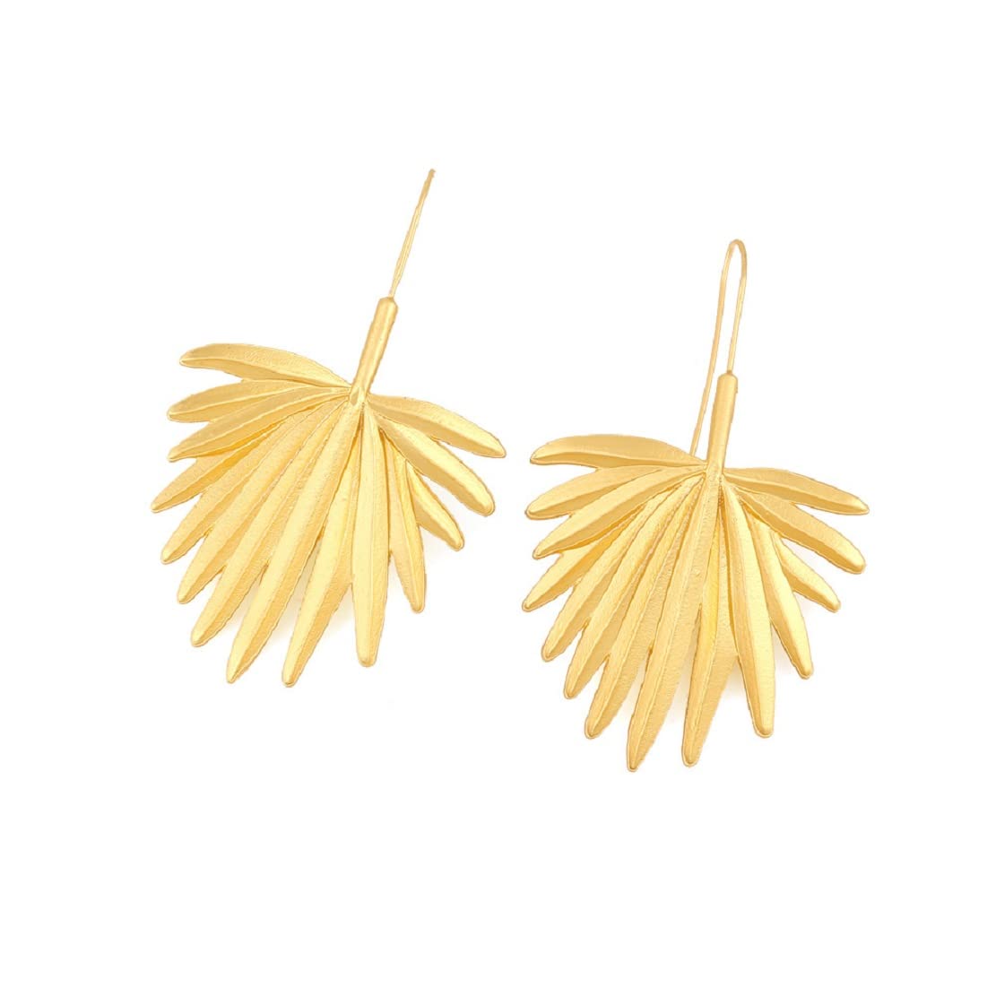 Palm Leaf Earrings for Women, Cute Coconut Tree Leaf Earrings for Womens, Tropical Palm Tree Leaf Dangle Earrings Hypoallergenic, Gold Leaf Statement Drop Earrings, Zinc, No Gemstone