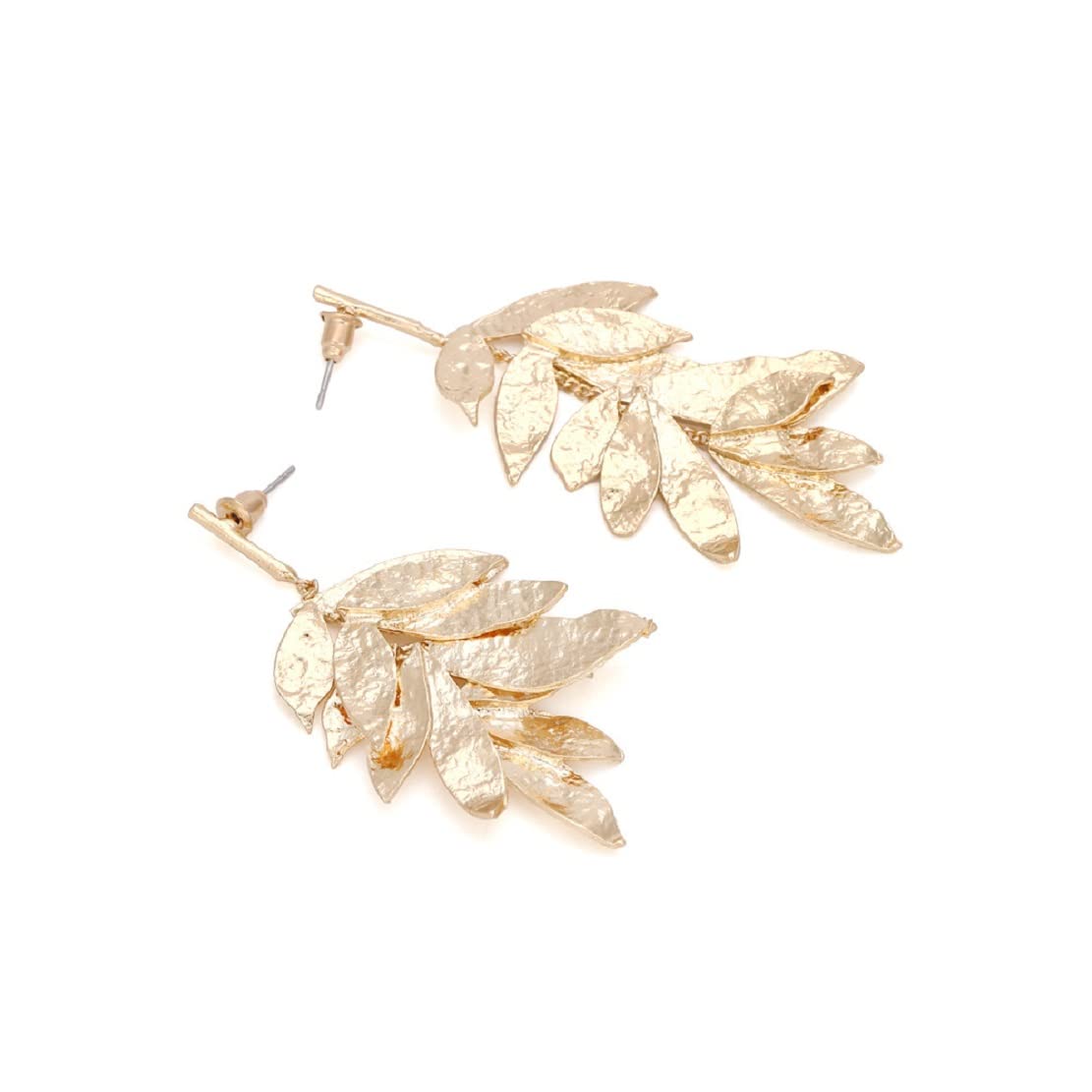 Golden Leaf Cluster Earrings for Women, Golden Leaf Chandelier Earrings, Gold Tree Leaf Statement Dangle Earrings Hypoallergenic, Cute Leaf Plant Drop Earrings, Flower Floral Leaf Bohemian Earrings