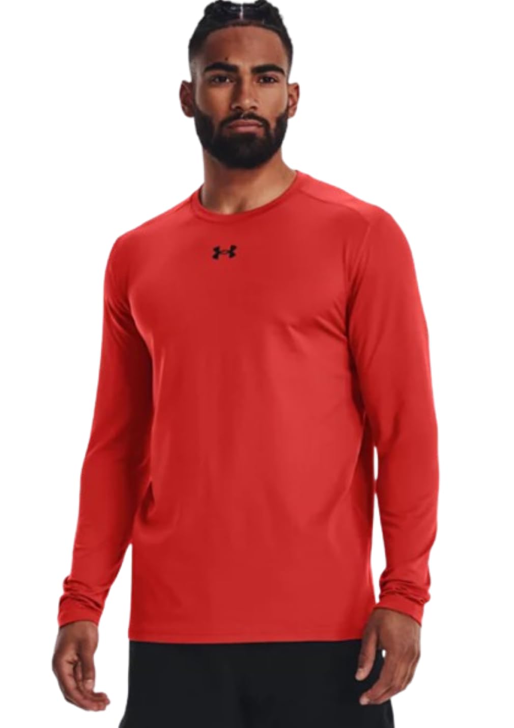 Under Armour Men's ColdGear Fitted Crew Long Sleeve T-Shirt (as1, Alpha, l, Regular, Regular, Radiant Red/Black)