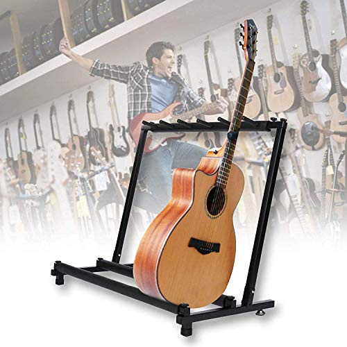 5 Way Guitar Stand 72 * 46 * 86cm Foldable Universal Display Rack Portable Multiple Guitar Rack for Classical Acoustic-Electric Bass Guitar