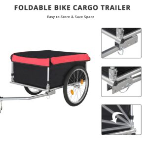 PEXMOR Foldable Bike Cargo Trailer, Bicycle Luggage Wagon Trailer Folding Frame & Quick Release 20" Wheel, Bike Carrier Storage Cart w/Hitch & Waterproof Cover