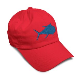 Soft Baseball Cap Tuna Fish Embroidery Ocean and Tuna Twill Cotton Machinist Tools Dad Hats for Men Women Red Design Only