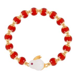 yanchun 2023 rabbit year bracelet for women chinese zodiac animal charm bracelet lucky carnelian jade rabbit bracelet