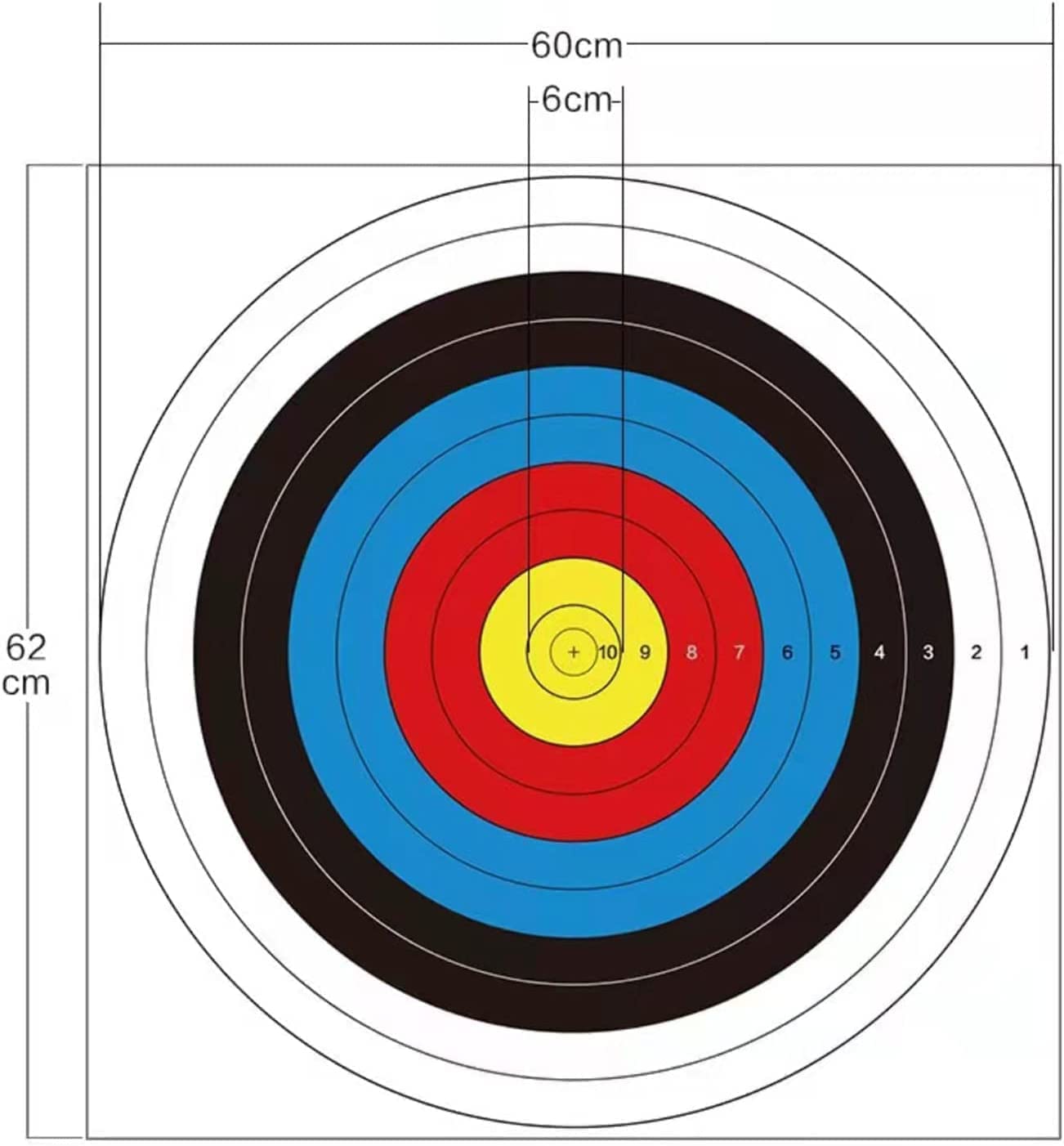 25pcs Standerd Archery Targets, 23.6inch / 60cm Paper Target Face for Indoor 25m Competition or Training