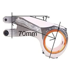 ZECHAO Mountain Road Bike Ultralight Stem,CNC Bike Stem Aolly XC Handlebar Stem 17 Degree 70mm XC 35/31.8MM Bike Cycling Accessories Bike Stem (Color : Silver)