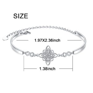 FLYOW 925 Sterling Silver Jewelry Adjustable Celtic Witch's Knot Bracelet Good Luck Irish for Women Birthday Graduation Christmas