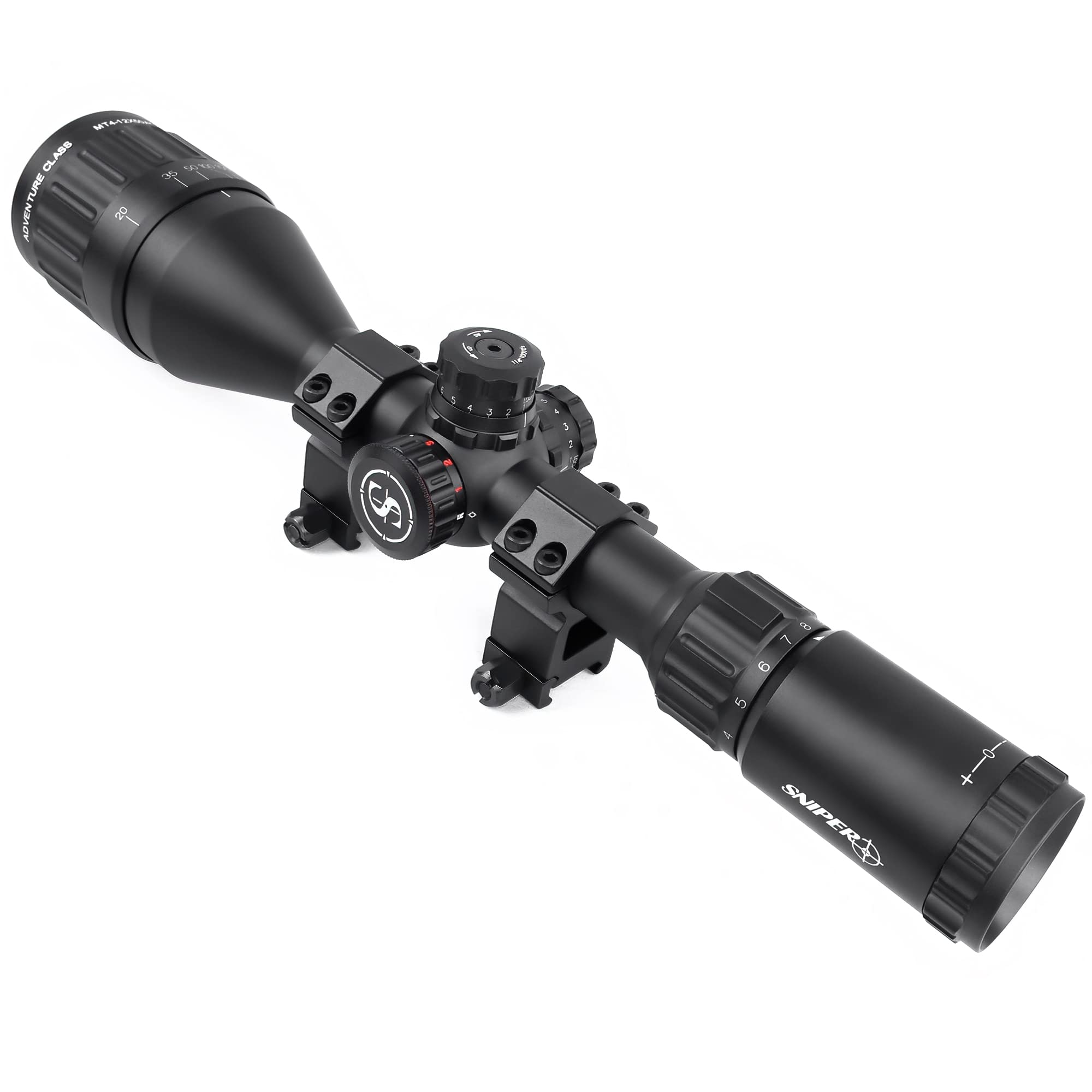 SNIPER MT 4-12x50 AOL Rifle Scope with Red/Green/Blue Illuminated Reticle Riflescope, Adjustable Objective (MT4-12x50AOL)