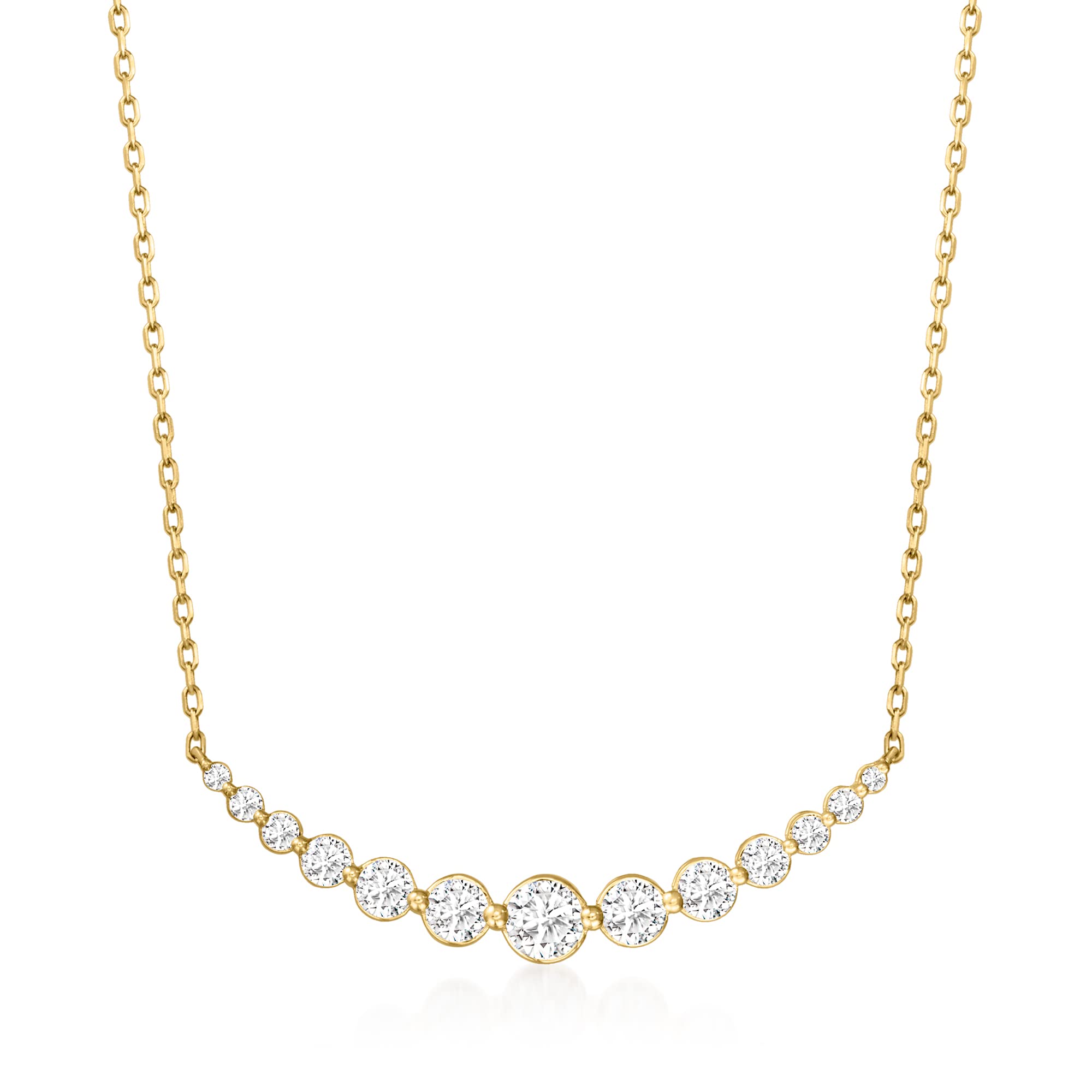 Ross-Simons 1.00 ct. t.w. Diamond Curved Bar Necklace in 14kt Yellow Gold. 16 inches