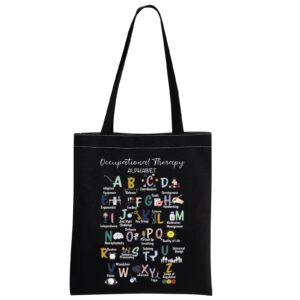 mnigiu occupational therapy tote bag occupational therapist gift thank you gift ot handbag ot graduation gift (black)