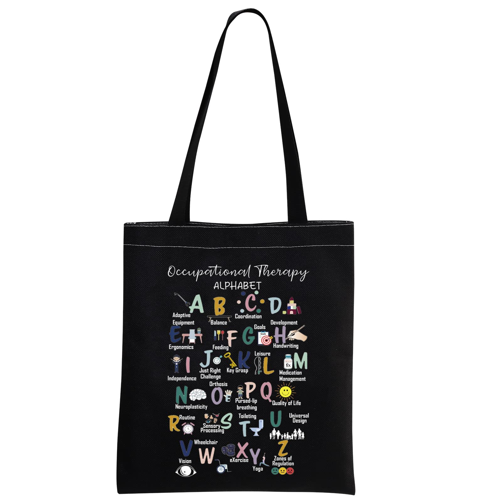 MNIGIU Occupational Therapy Tote Bag Occupational Therapist Gift Thank You Gift OT Handbag OT Graduation Gift (Black)