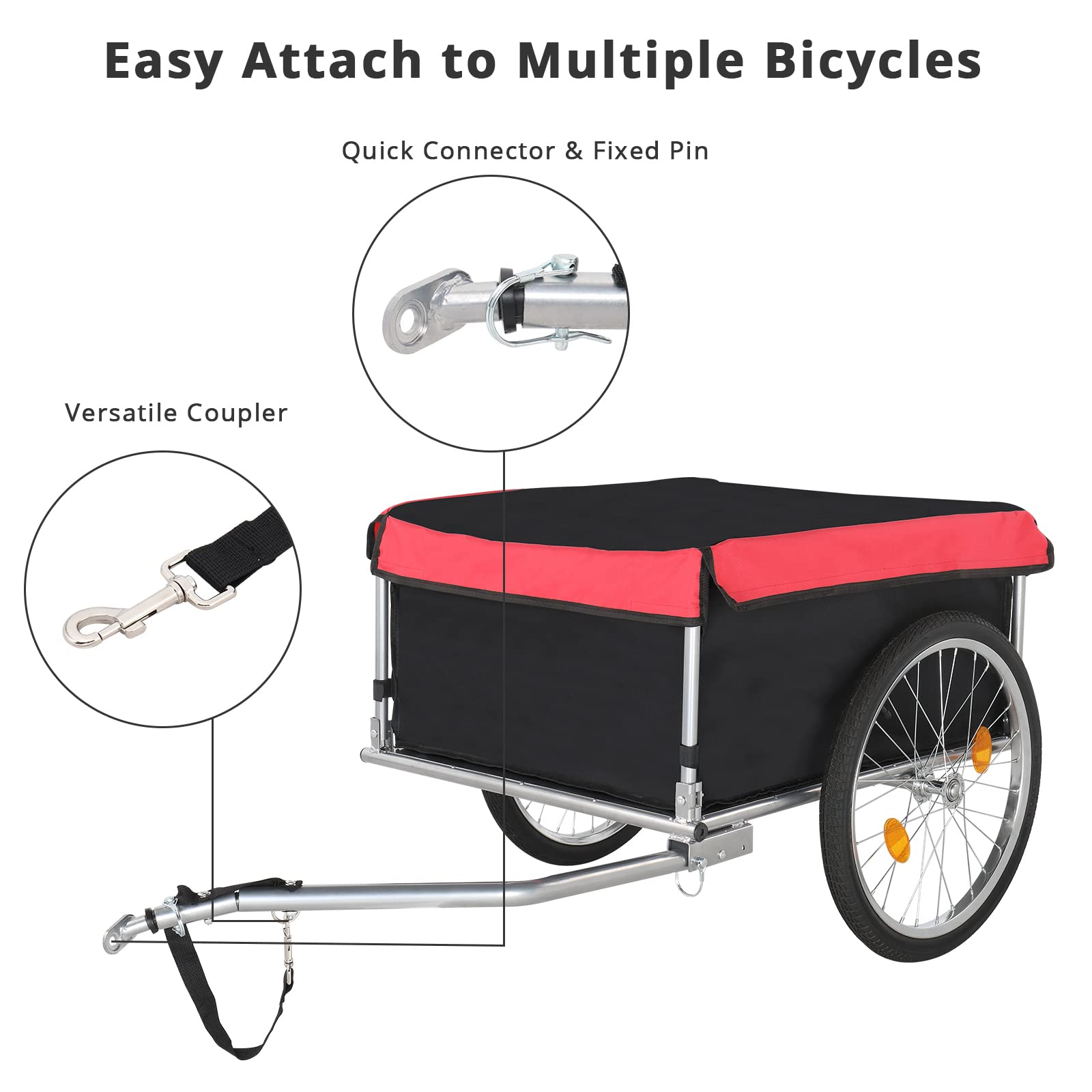 PEXMOR Foldable Bike Cargo Trailer, Bicycle Luggage Wagon Trailer Folding Frame & Quick Release 20" Wheel, Bike Carrier Storage Cart w/Hitch & Waterproof Cover