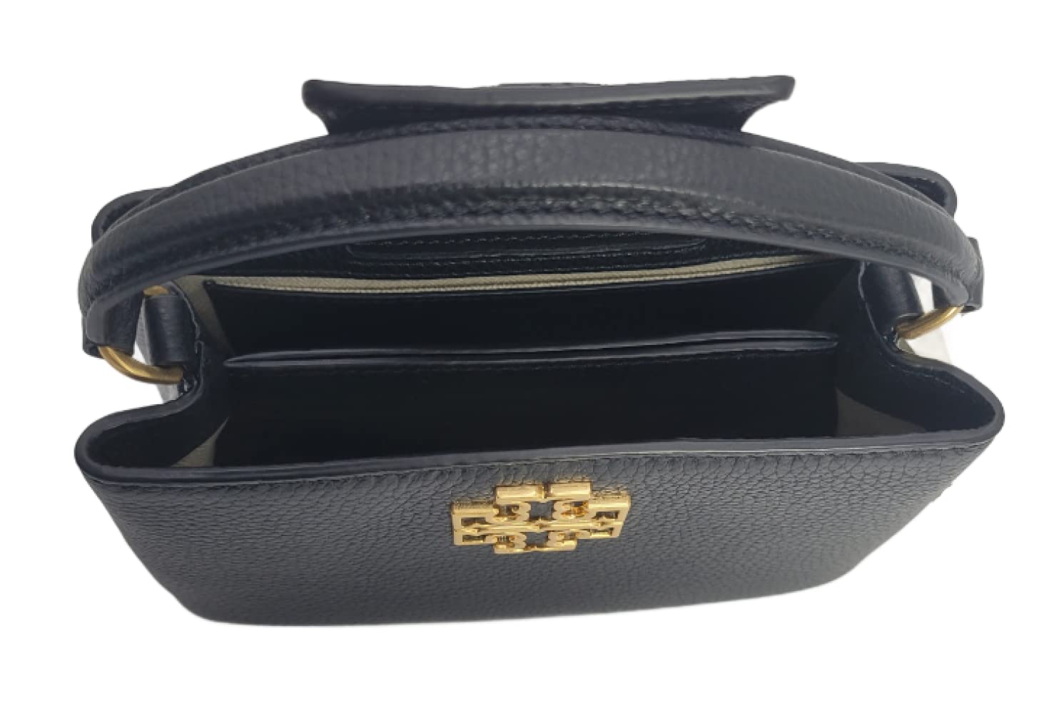 Tory Burch 145357 Britten Black With Gold Hardware Leather Women's Micro Satchel Bag