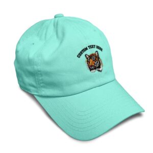 Custom Soft Baseball Cap Tiger Cross-Stitch Embroidery Wild Animals Tigers Embroidery Twill Cotton Dad Hats for Men & Women Mint Personalized Text Here