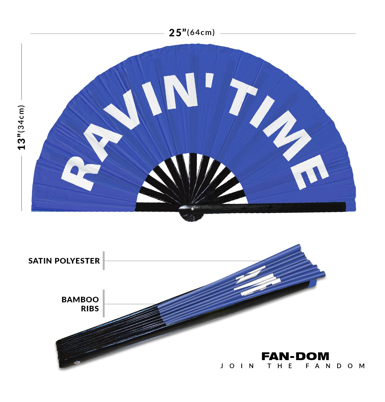 Ravin' Time Hand Fan Foldable Bamboo Circuit Hand Fan Funny Gag Slang Words Expressions Statement Gifts Festival Accessories Rave Handheld Circuit Event Fan Clack Fans (Blue)