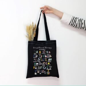 MNIGIU Occupational Therapy Tote Bag Occupational Therapist Gift Thank You Gift OT Handbag OT Graduation Gift (Black)