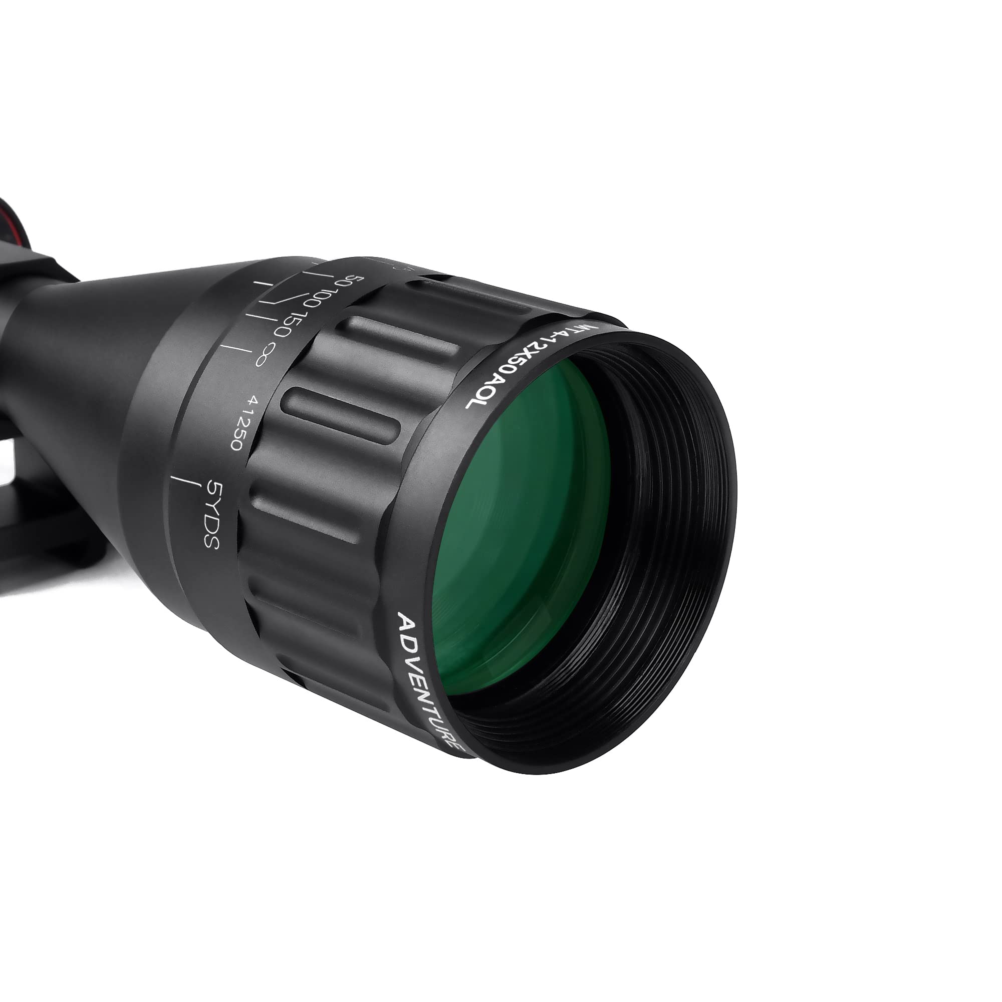 SNIPER MT 4-12x50 AOL Rifle Scope with Red/Green/Blue Illuminated Reticle Riflescope, Adjustable Objective (MT4-12x50AOL)