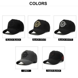 5 Panels High Crown Baseball Cap for Men Casual Cotton Letter Embroidery Snapback Caps Trucker Hats Wide Brim Sun Hats Q1036 Black Gold