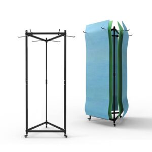 WDJBPSH Large Yoga Mat Hanging Cart on Wheels, Floorstand Pads Storage Stand for Home/Office/Gym/Studio Display, Including Punching Accessories