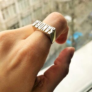 Gemiac Custom Name Ring Personalized 18K Gold Plated Dainty Letter Initial Rings Jewelry Gifts for Women