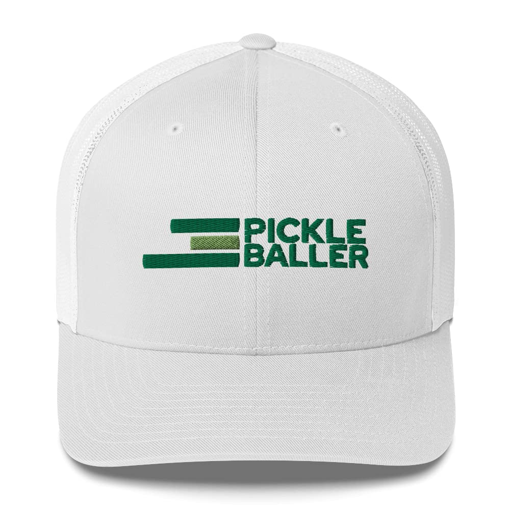 Super Fly Goods Retro Pickleball Hat Pickleball Gifts Pickleball Accessories Pickle Ball Hats for Men and Women (White Trucker Hat)