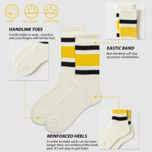 4 PAIRS Stripe Crew Socks For Women Retro Athltic Socks Casual Cotton Stretchy Novelty Socks Unisex MultiColor