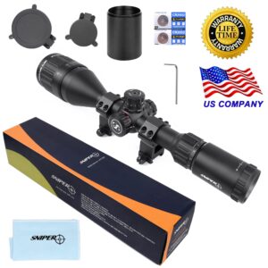 SNIPER MT 4-12x50 AOL Rifle Scope with Red/Green/Blue Illuminated Reticle Riflescope, Adjustable Objective (MT4-12x50AOL)