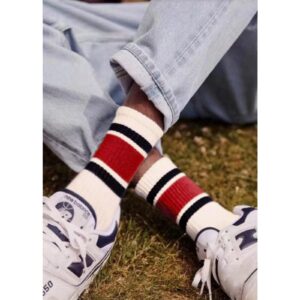 4 PAIRS Stripe Crew Socks For Women Retro Athltic Socks Casual Cotton Stretchy Novelty Socks Unisex MultiColor