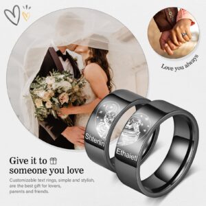 Luxladis Personalized Promise Rings for Couples Free Engraving Custom Name Matching Rings for Couples Valentines Day Gifts Couples Rings for Him and Her Set (Skeleton with heart)