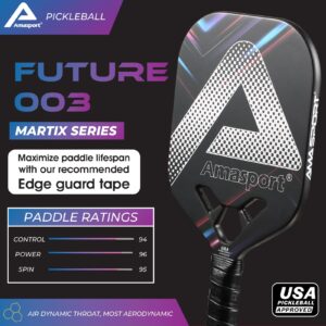 Matrix Pickleball Paddle Future 003- Graphite Textured Surface - Diamond Cutting Air Dynamic Throat Pickleball Standard Rackets Shape with Blend of Power and Control