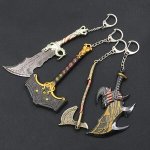 GOW Keychain Set - Leviathan Axe & Mjölnir(Thor) Charm - Cosplay Gifts for Men Women and Game Fans