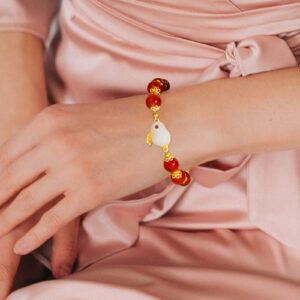 YANCHUN 2023 Rabbit Year Bracelet for Women Chinese Zodiac Animal Charm Bracelet Lucky Carnelian Jade Rabbit Bracelet