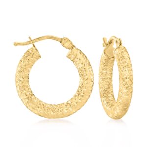 Canaria Italian 10kt Yellow Gold Small Diamond-Cut Hoop Earrings